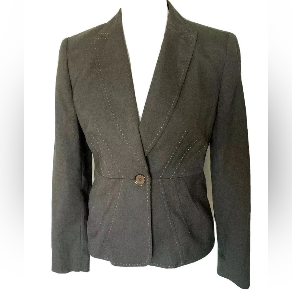 Kasper Women's Career Formal Blazer Jacket Suit Size 2P Gray One Button